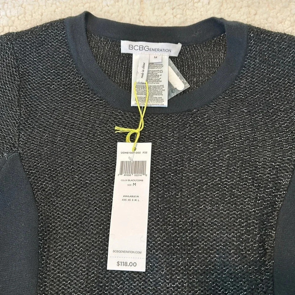 BCBGeneration Black/comb long sleeve sweater knit dress size M - Picture 7 of 12
